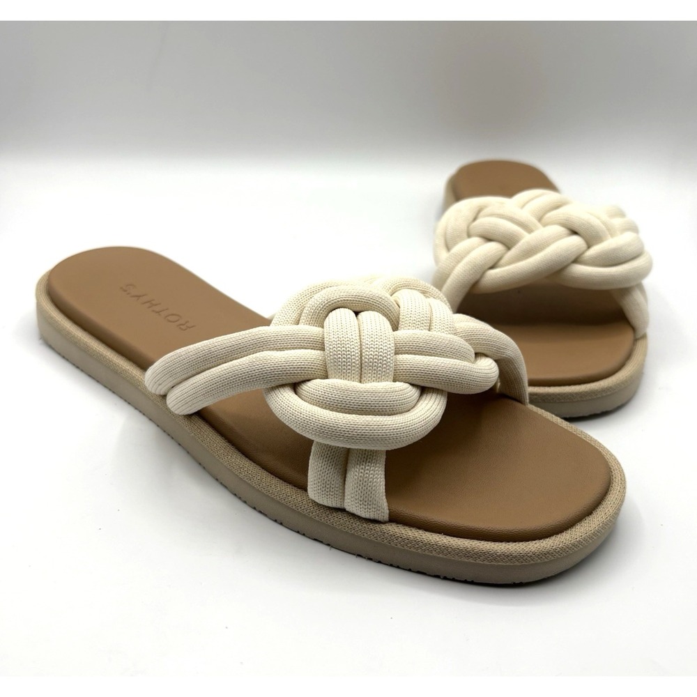 Rothy's Cream Braided Slide Sandals